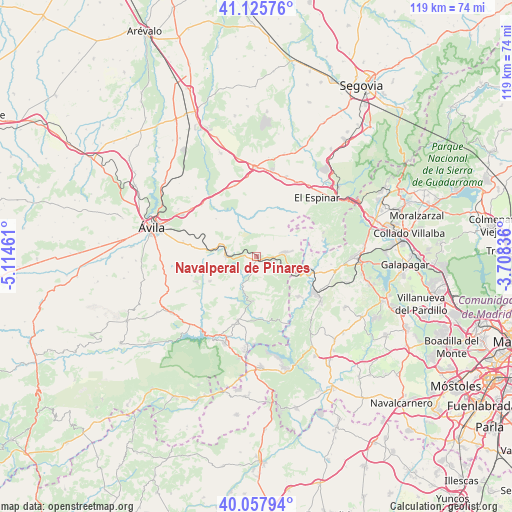 Navalperal de Pinares on map