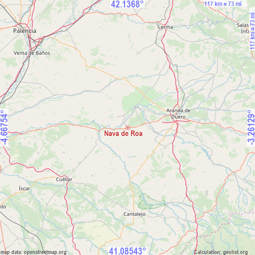 Nava de Roa on map