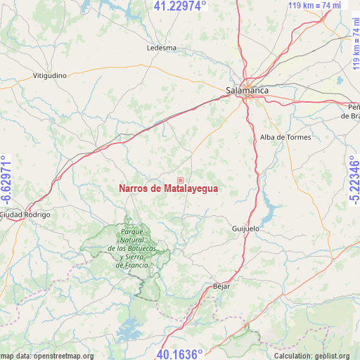 Narros de Matalayegua on map