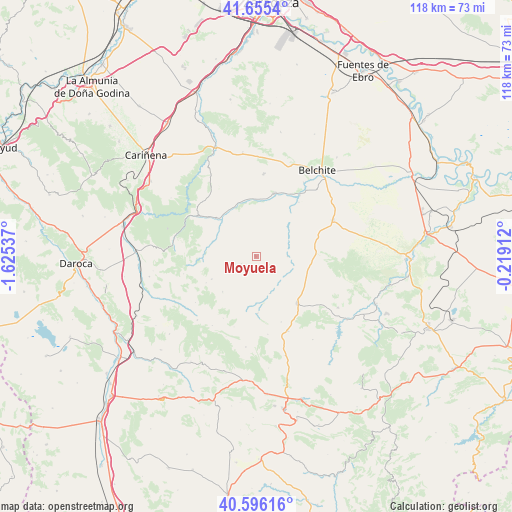 Moyuela on map