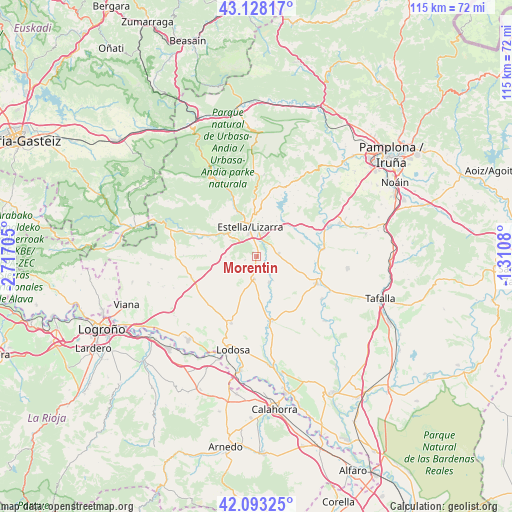 Morentin on map
