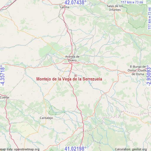 Montejo de la Vega de la Serrezuela on map