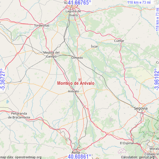 Montejo de Arévalo on map