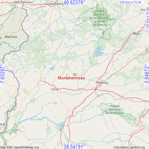 Montehermoso on map