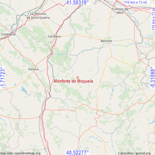 Monforte de Moyuela on map