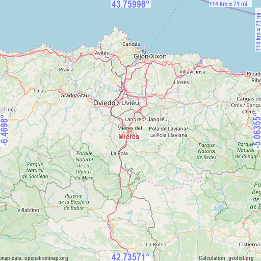 Mieres on map