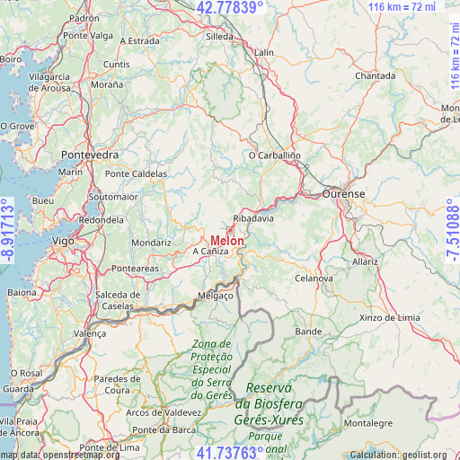 Melón on map