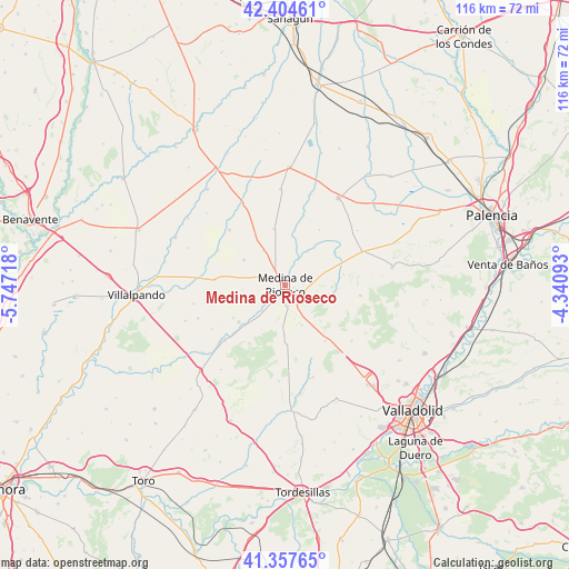 Medina de Ríoseco on map