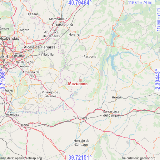 Mazuecos on map