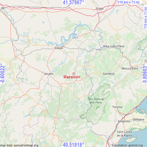 Mazaleón on map