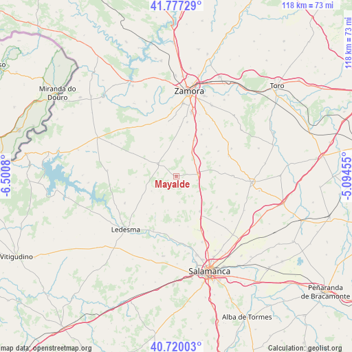 Mayalde on map