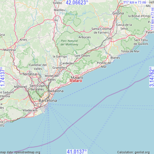 Mataró on map