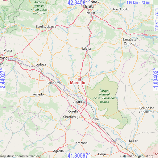 Marcilla on map