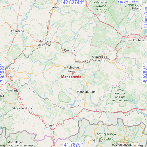 Manzaneda on map