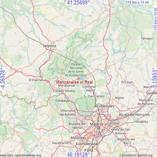 Manzanares el Real on map
