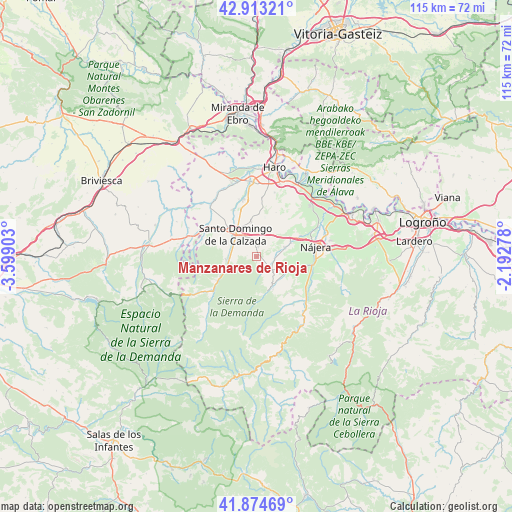 Manzanares de Rioja on map