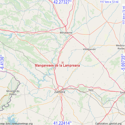 Manganeses de la Lampreana on map