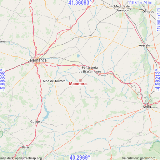 Macotera on map