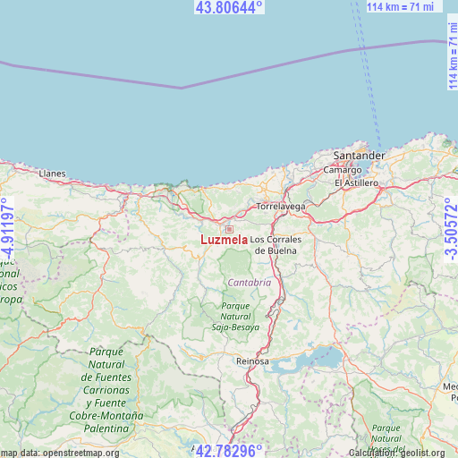 Luzmela on map