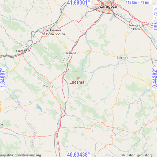 Luesma on map