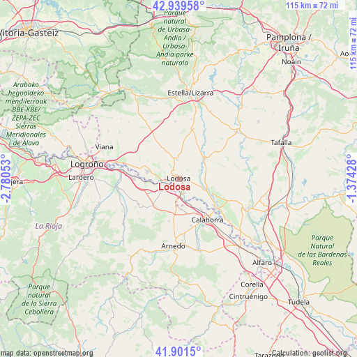 Lodosa on map