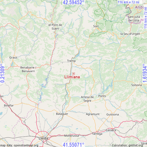 Llimiana on map