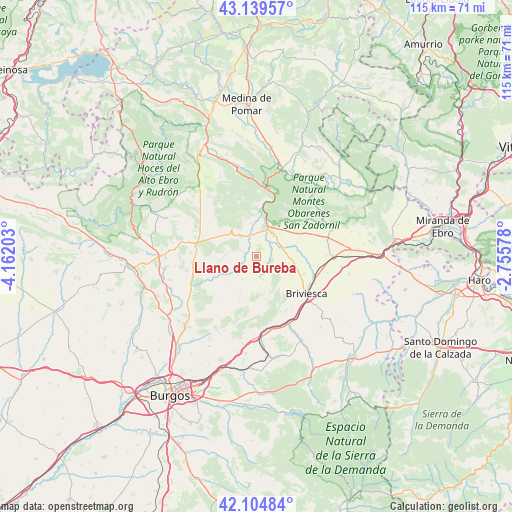 Llano de Bureba on map