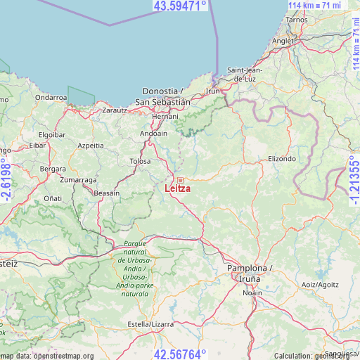 Leitza on map