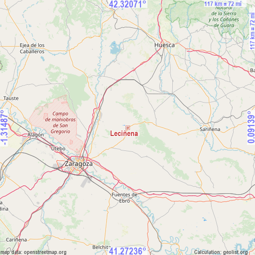 Leciñena on map