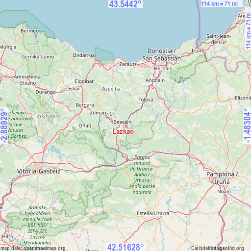 Lazkao on map