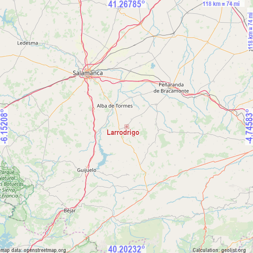 Larrodrigo on map