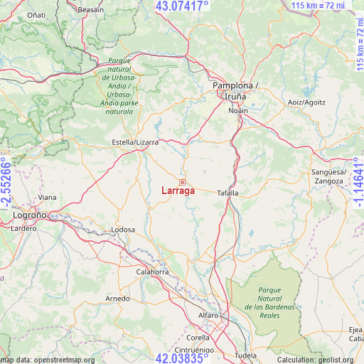 Larraga on map