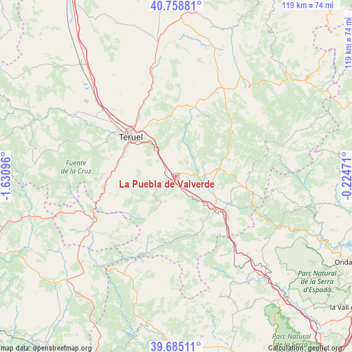 La Puebla de Valverde on map