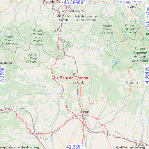 La Pola de Gordón on map