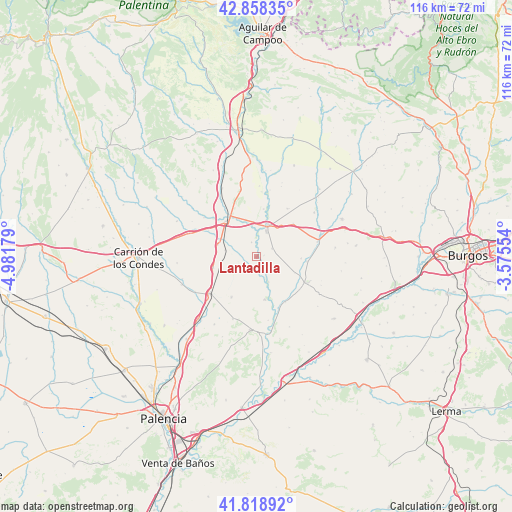 Lantadilla on map