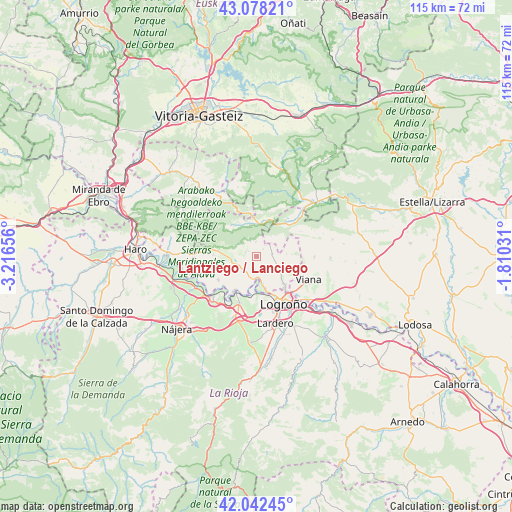 Lantziego / Lanciego on map