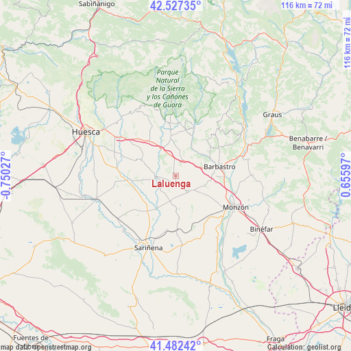 Laluenga on map