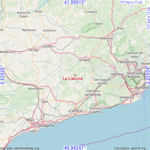 La Llacuna on map
