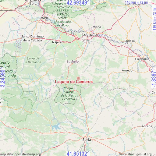 Laguna de Cameros on map