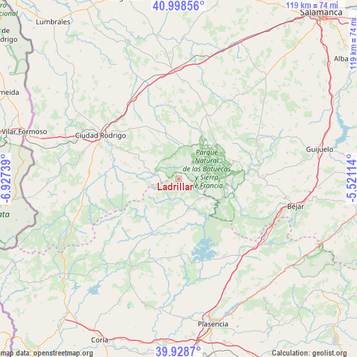 Ladrillar on map