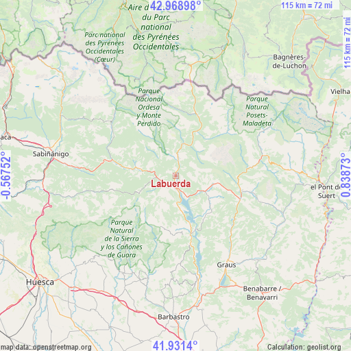 Labuerda on map