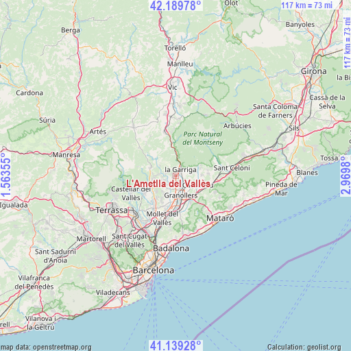 L'Ametlla del Vallès on map