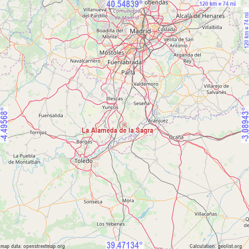 La Alameda de la Sagra on map