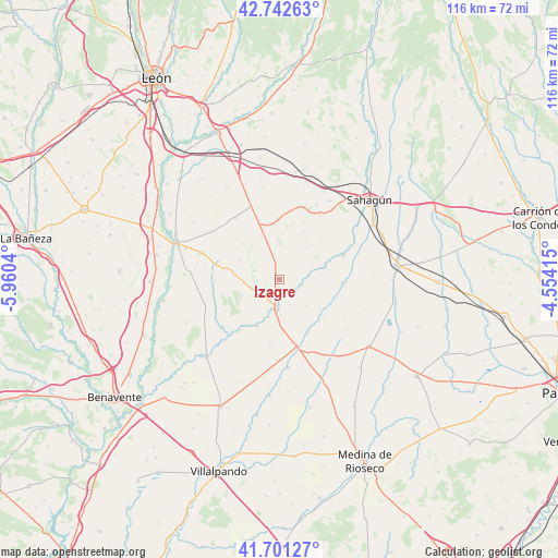 Izagre on map