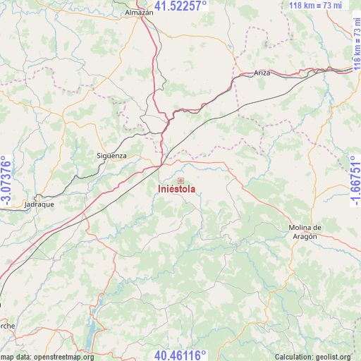 Iniéstola on map