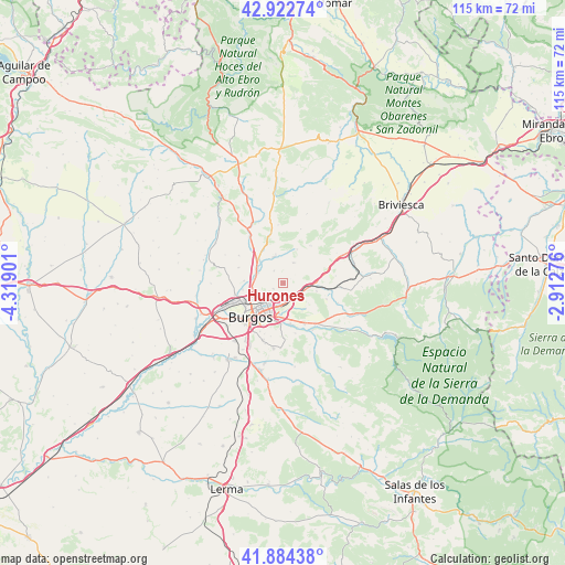 Hurones on map