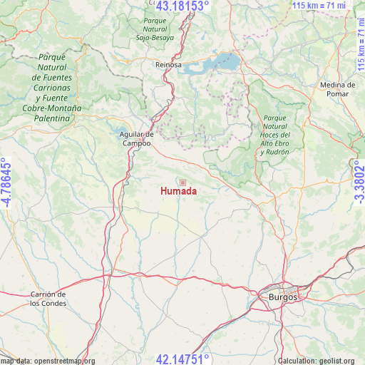 Humada on map