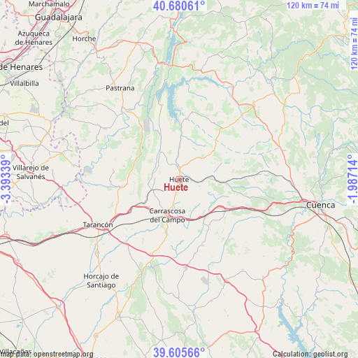Huete on map