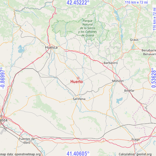 Huerto on map