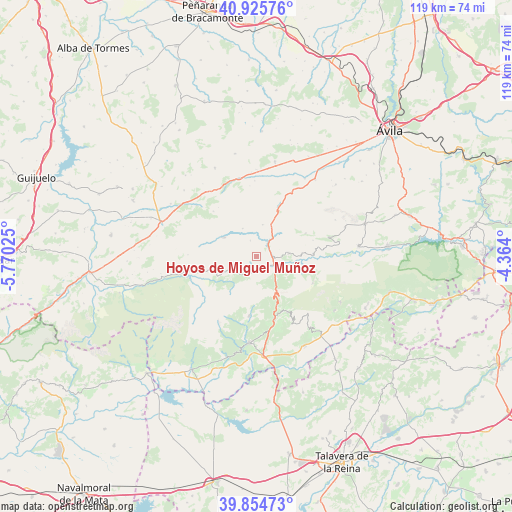 Hoyos de Miguel Muñoz on map